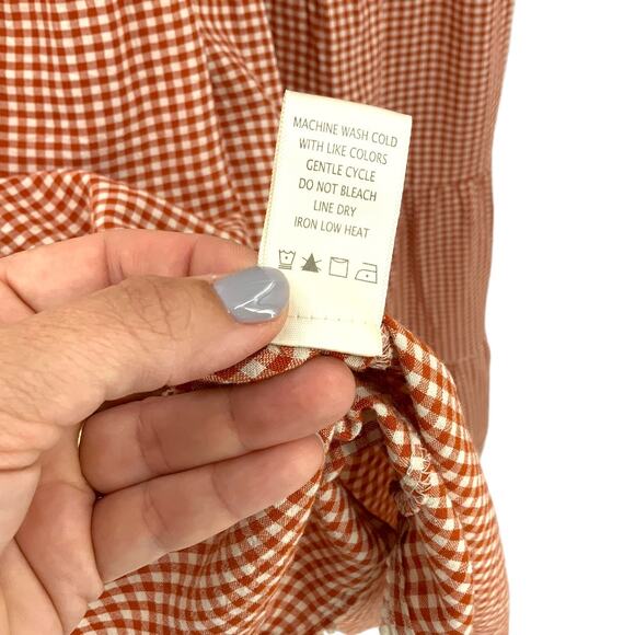 Max Studio Gingham Flutter Sleeve Tiered Maxi Dress Brick Size Large NWOT - Picture 7 of 8